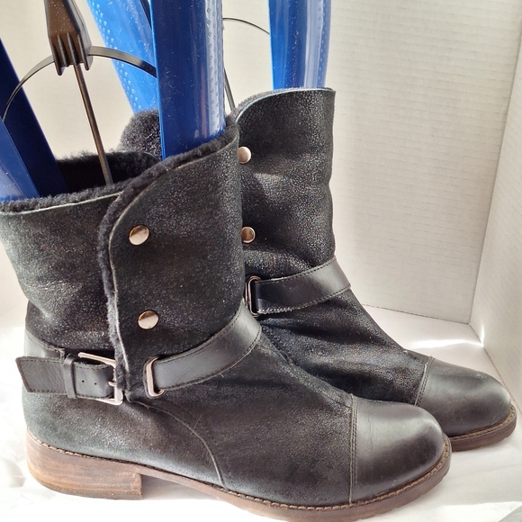 Matt Bernson | Tundra Black Nubuck Leather Shearling Boot 10 - Picture 1 of 13